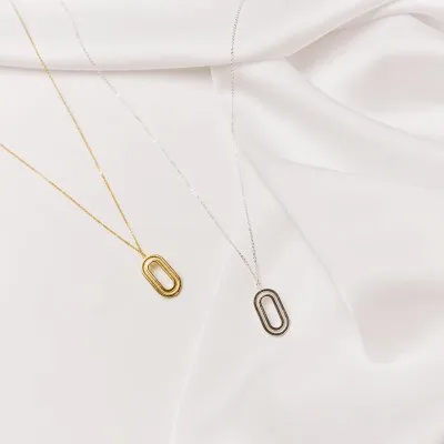 Colie Labyrinth Oval Small design minimal, realizat manual. - Monom