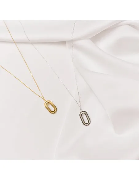 Colie Labyrinth Oval Small design minimal, realizat manual. - Monom