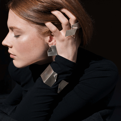 IMPERFECT SQUARE earrings Minimalist, handcrafted - Monom