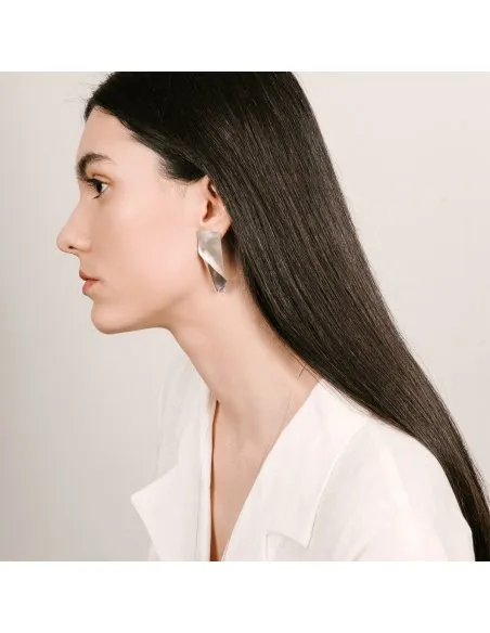 IMPERFECT RECTANGLE earrings Minimalist, handcrafted - Monom