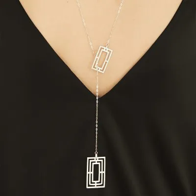 The Solaria Rectangle necklace Minimalist, handcrafted - Monom 2