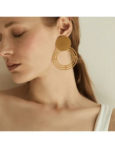 Labyrinth Saturnalia Small Minimal Earrings, Handmade by Monom