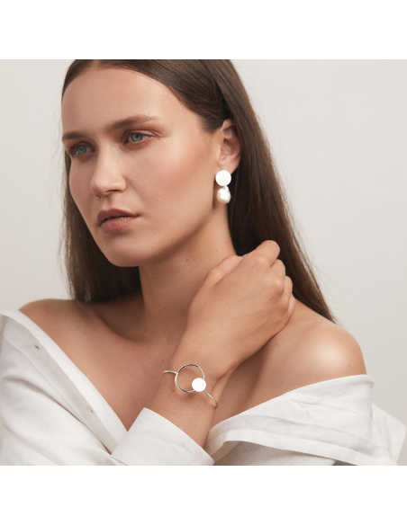 Cercei PLATTITUDE drop perla Minimal, realizate manual. - Monom