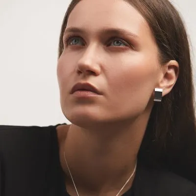 PLATTITUDE RECTANGLE Minimal Earrings, Handmade by Monom