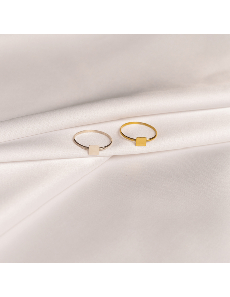 Inel MINIM patrat Minimal, realizat manual. - Monom